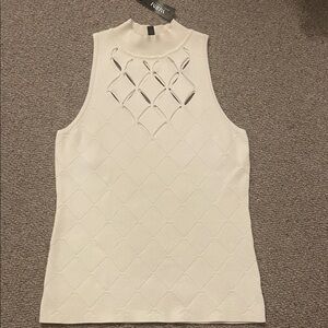 New White House Black Market Cream Sleeveless Tank Top